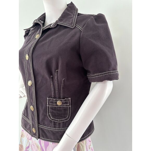 Y2k Tommy Hilfiger Women's Short Sleeve Faded Navy Blue Jacket Top size M - Picture 8 of 10